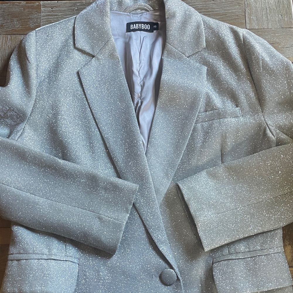 Babyboo Metallic Silver Double Breasted Blazer🖤 - Picture 6 of 14